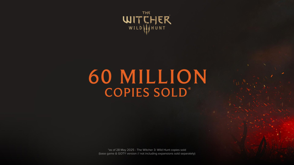 Post od Cd projekt Red informujący o sprzedaniu 60 milionów kopii Wiedźmina 3.